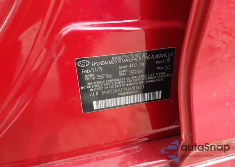 2019 Hyundai Sonata Se из США, поврежденный, VIN 5NPE24AF2KH781460